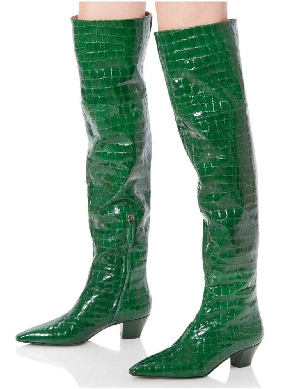Aquazzura Tres Gainsbourg Womens Croc Leather Over the Knee Boot IT 37.5, US 7.5 - Picture 3 of 5